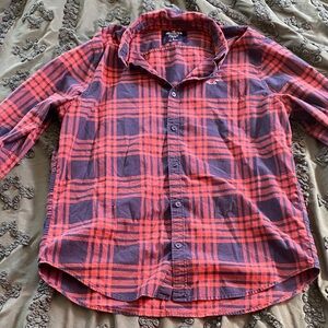 Hollister Women’s Casual Red and Blue Checkered Shirt